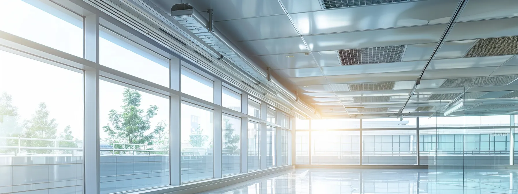 a modern commercial hvac system gleams under soft, natural light, showcasing its sleek design and energy-efficient components against the backdrop of an environmentally-friendly office space, symbolizing the balance between cost savings and ecological responsibility.