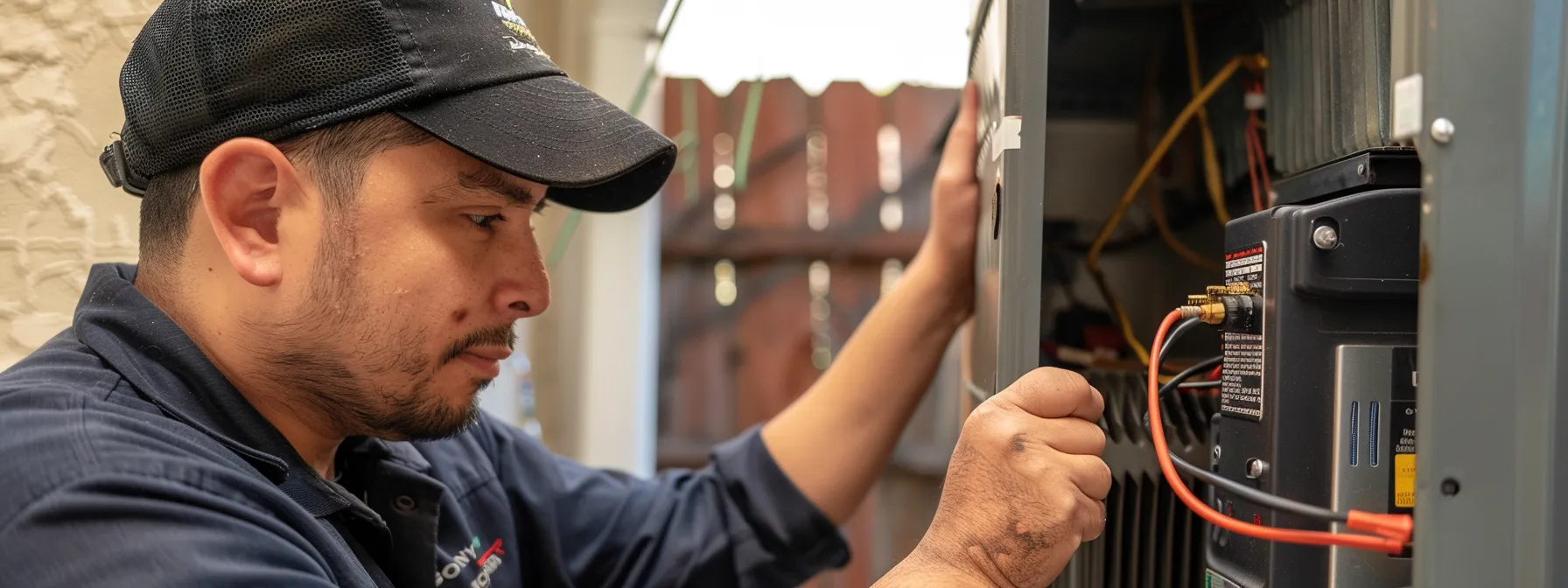 a modern hvac technician conducts a thorough maintenance check on an energy-efficient heating and cooling unit in a bright, well-lit home, highlighting the importance of proactive servicing for long-term savings and optimal performance.