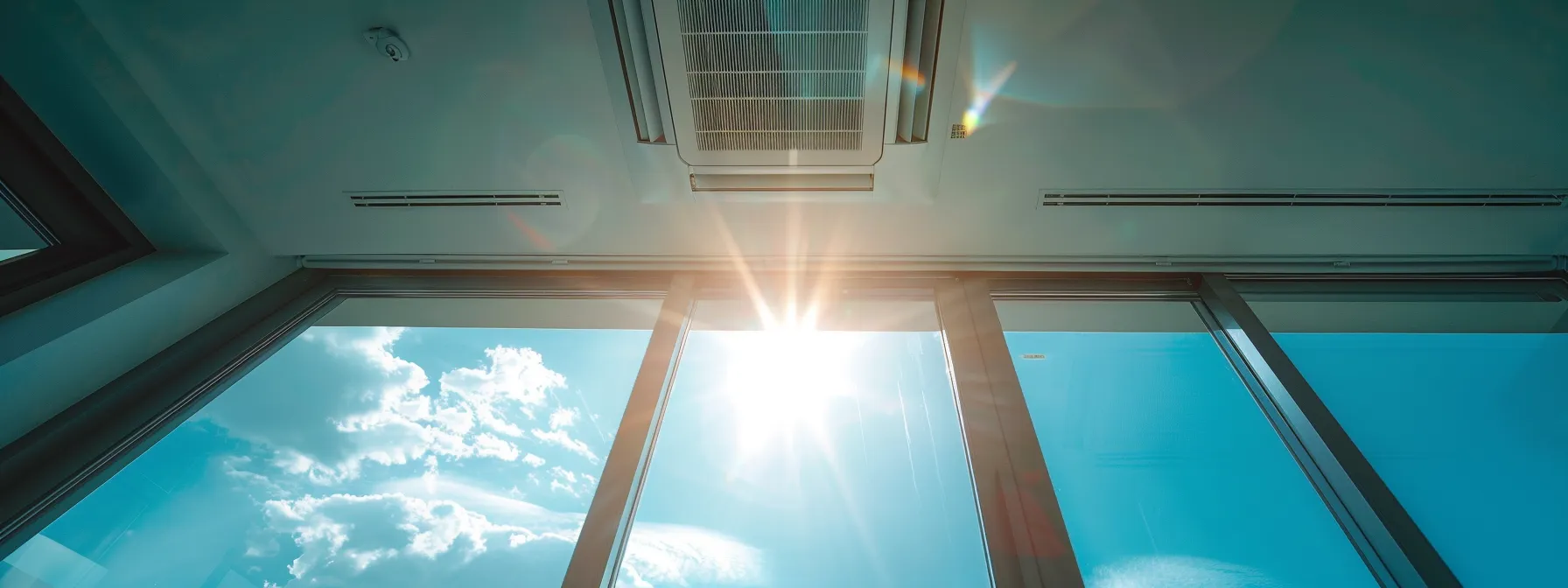 a sleek, modern hvac system installed in a bright, airy las vegas home, with sunlight streaming through large windows, showcasing energy-efficient technology that blends seamlessly with a stylish interior.