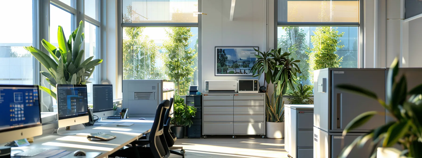 a sleek, modern hvac installation showcases energy-efficient units with clearly labeled energy ratings in a bright, professional office setting, highlighting their importance in reducing costs and promoting sustainability for homeowners.